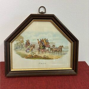 Vintage Framed Horse & Carriage Print